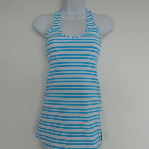 NWT LULULEMON TWSP Blue Stripe Soft Luon Cool Racerback Tank Top 4 - Picture 1 of 7